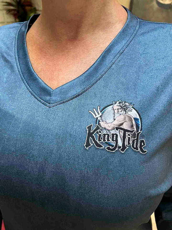 Jupiter, FL / King Tide Women's V Neck Serene Black Chart Shirt