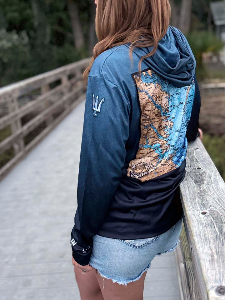 Outer Banks, NC (Upper) / King Tide Serene Black Chart Hoodie