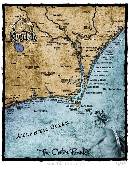 Outer Banks, NC (Lower) / King Tide Women's V Neck Allover Chart Shirt