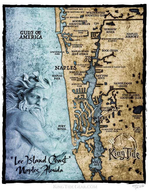 Naples, FL / King Tide Serene Black Short Sleeve Chart Shirt