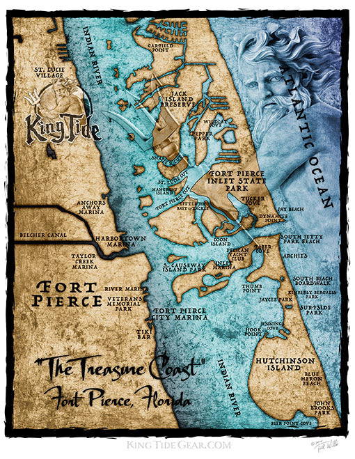 Ft. Pierce, FL / King Tide Women's V Neck Allover Chart Shirt