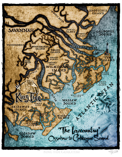 Savannah, GA / King Tide Women's V Neck Serene Black Chart Shirt