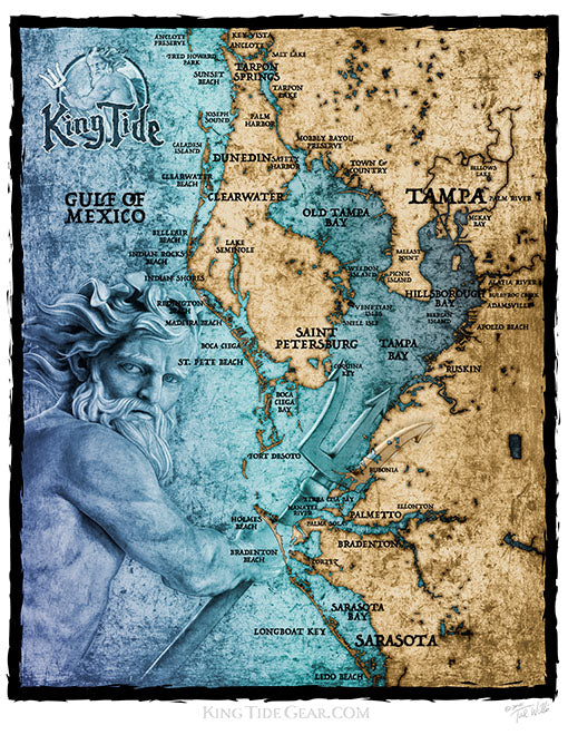 Tampa, FL / King Tide Women's V Neck Allover Chart Shirt