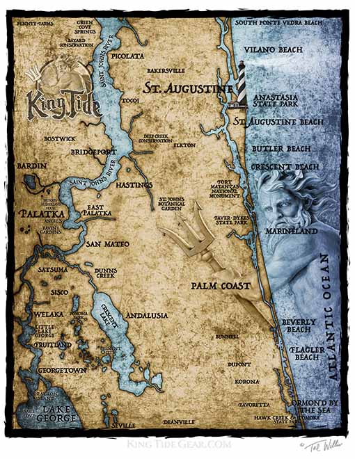 St. Augustine - Palatka, FL / King Tide Serene Black Chart Shirt