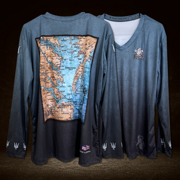 Jupiter, FL / King Tide Women's V Neck Serene Black Chart Shirt