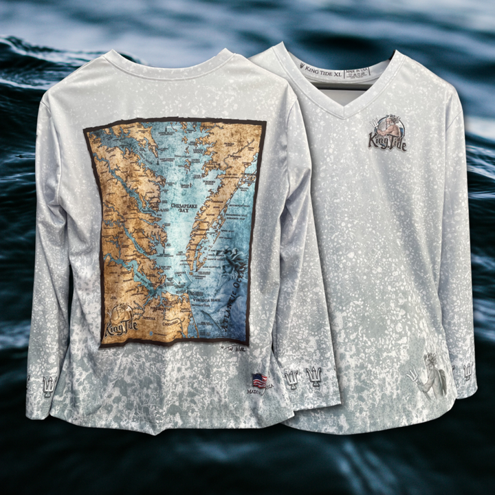 Chesapeake Bay, VA  / King Tide Women's V Neck Allover Chart Shirt