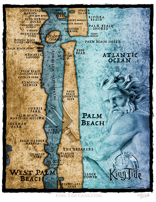 Palm Beach, FL / King Tide Women's V Neck Allover Short Sleeve Chart Shirt