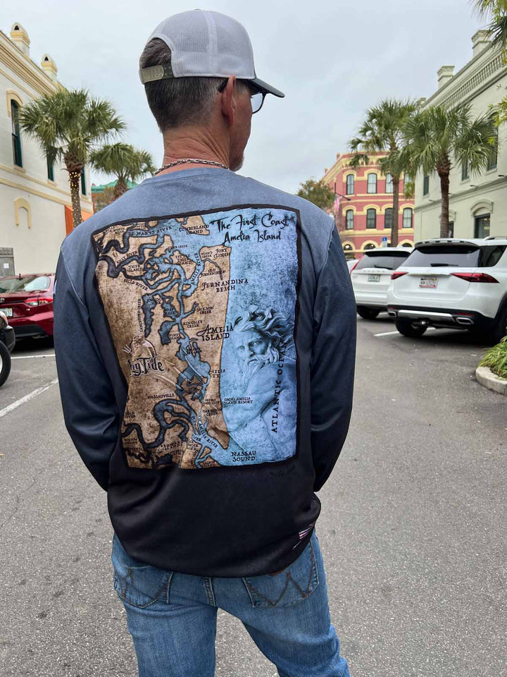 Amelia - Fernandina, FL / King Tide Serene Black Chart Shirt