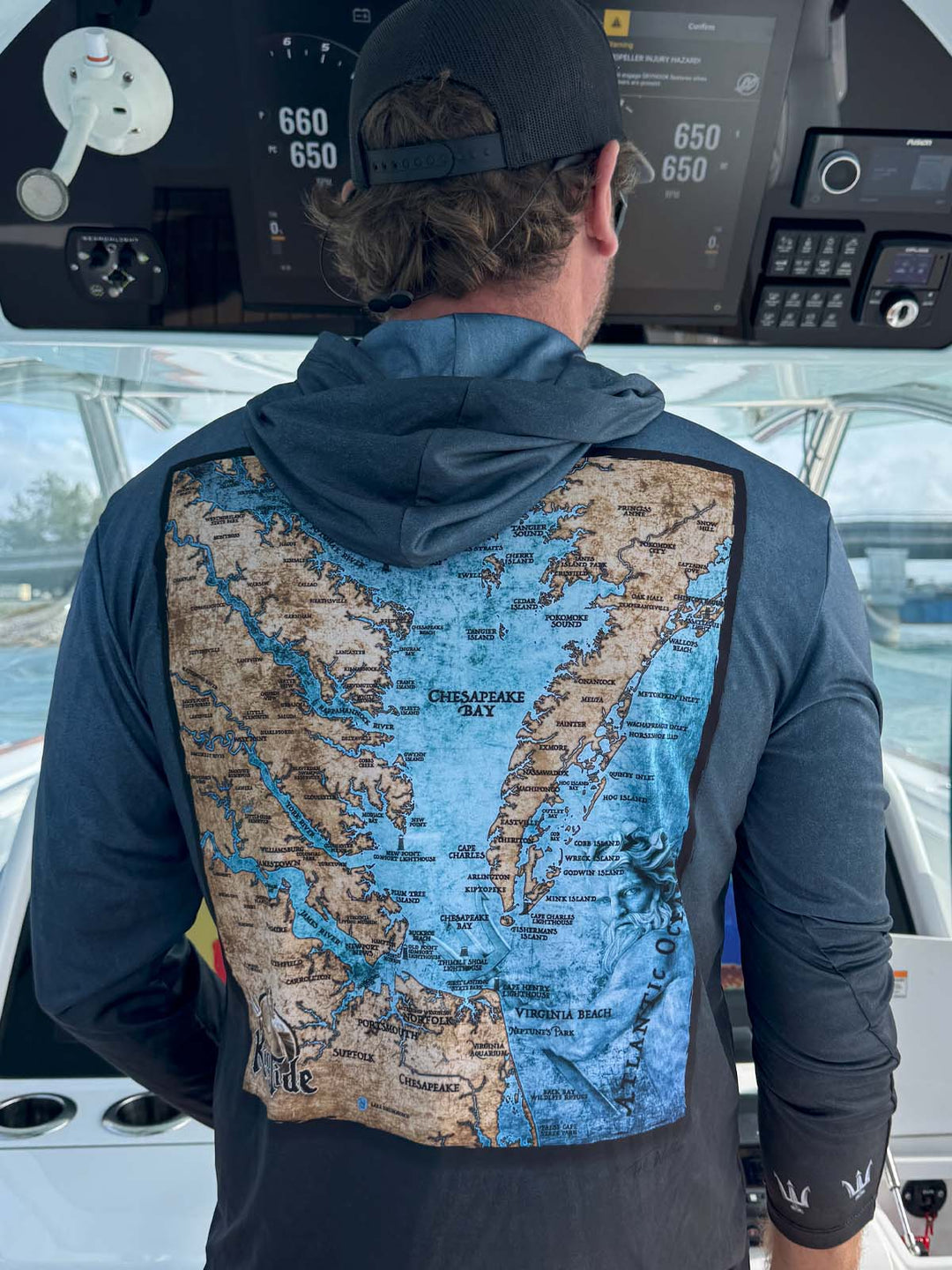 Chesapeake Bay, VA  / King Tide Serene Black Chart Hoodie