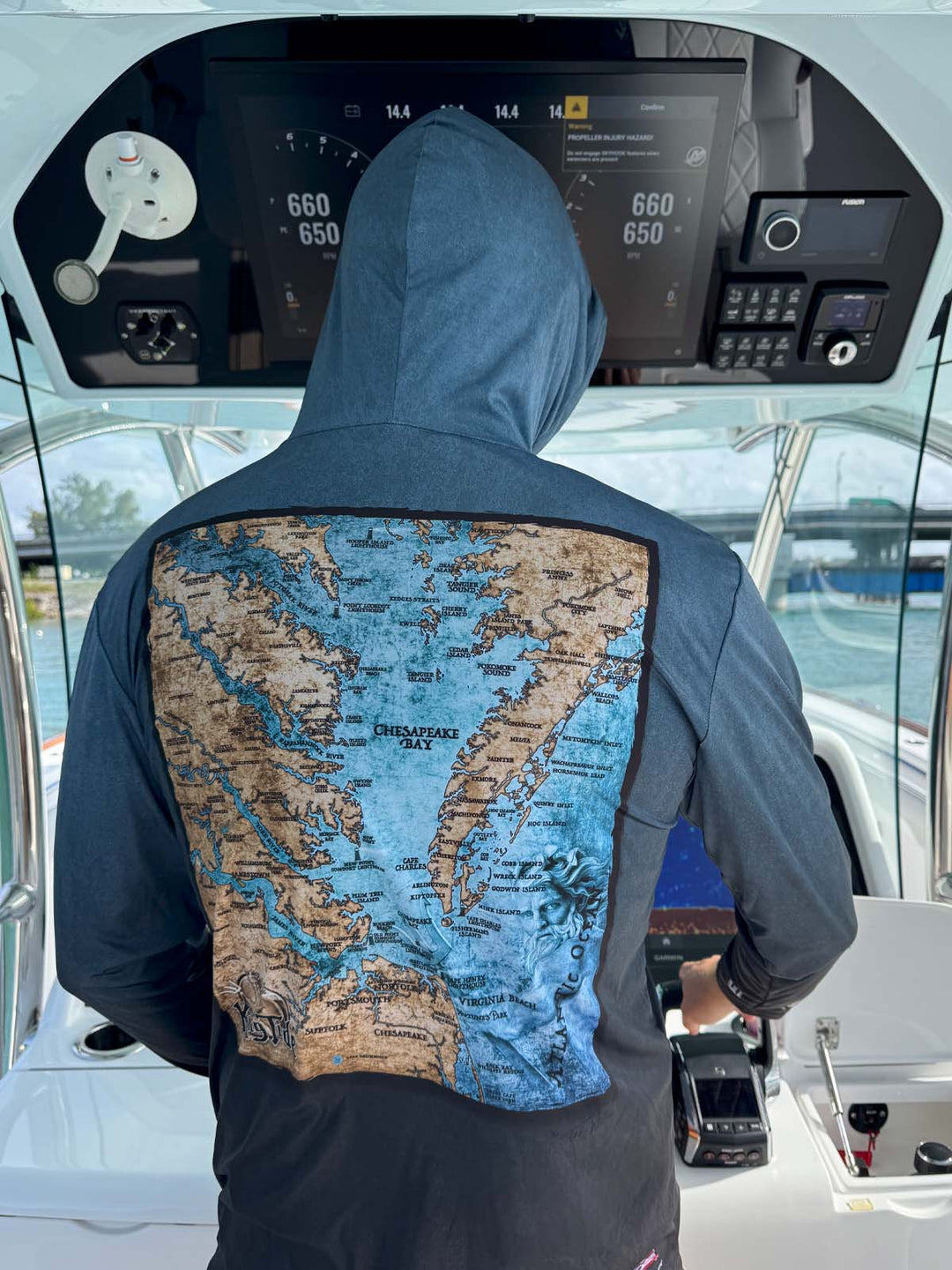 Chesapeake Bay, VA  / King Tide Serene Black Chart Hoodie