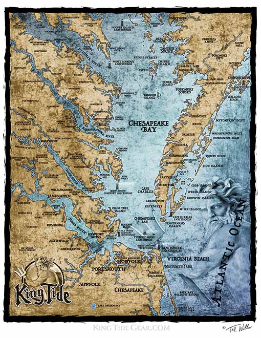 Chesapeake Bay, VA  / King Tide Serene Black Chart Shirt