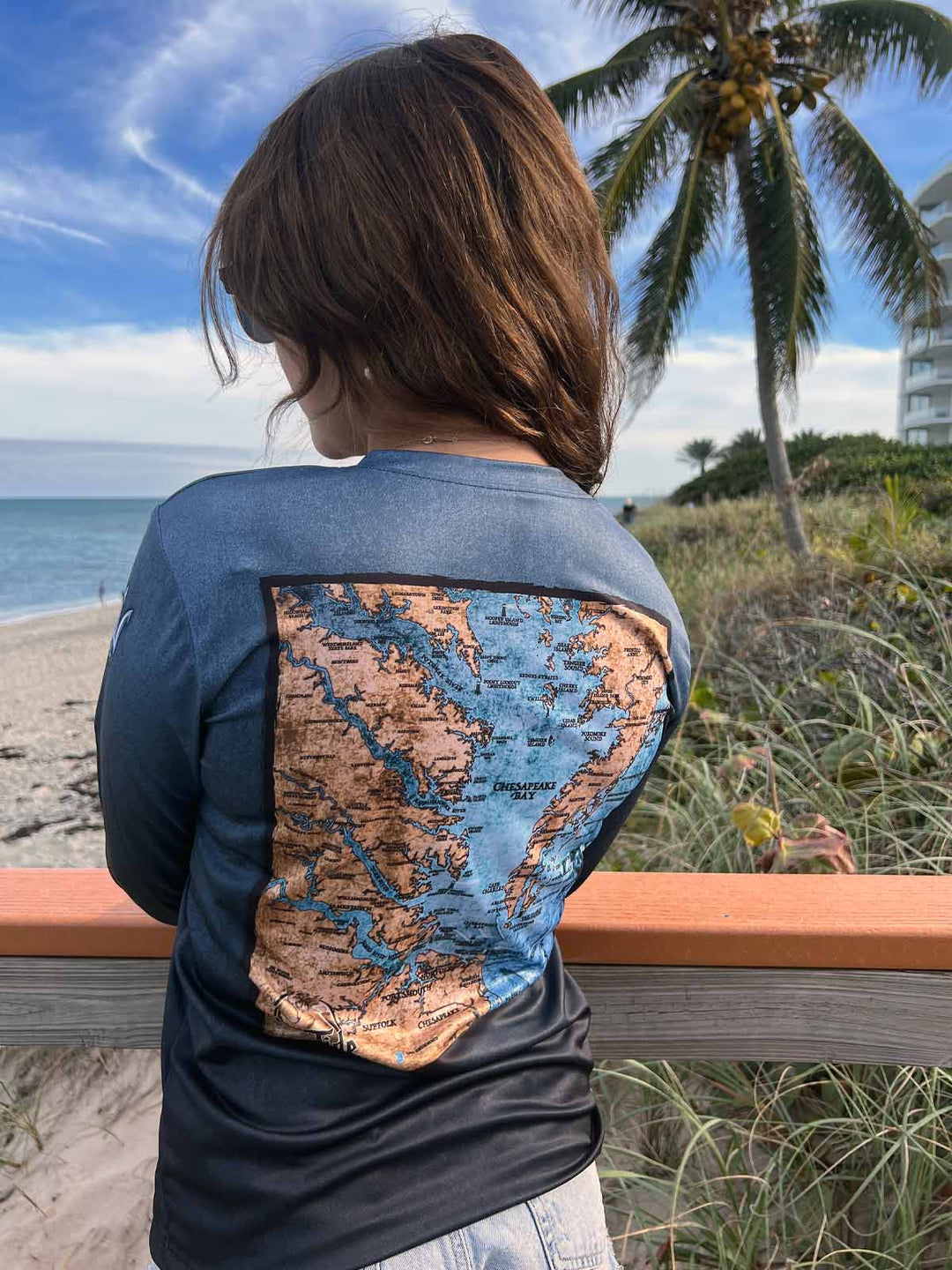 Chesapeake Bay, VA  / King Tide Women's V Neck Serene Black Chart Shirt