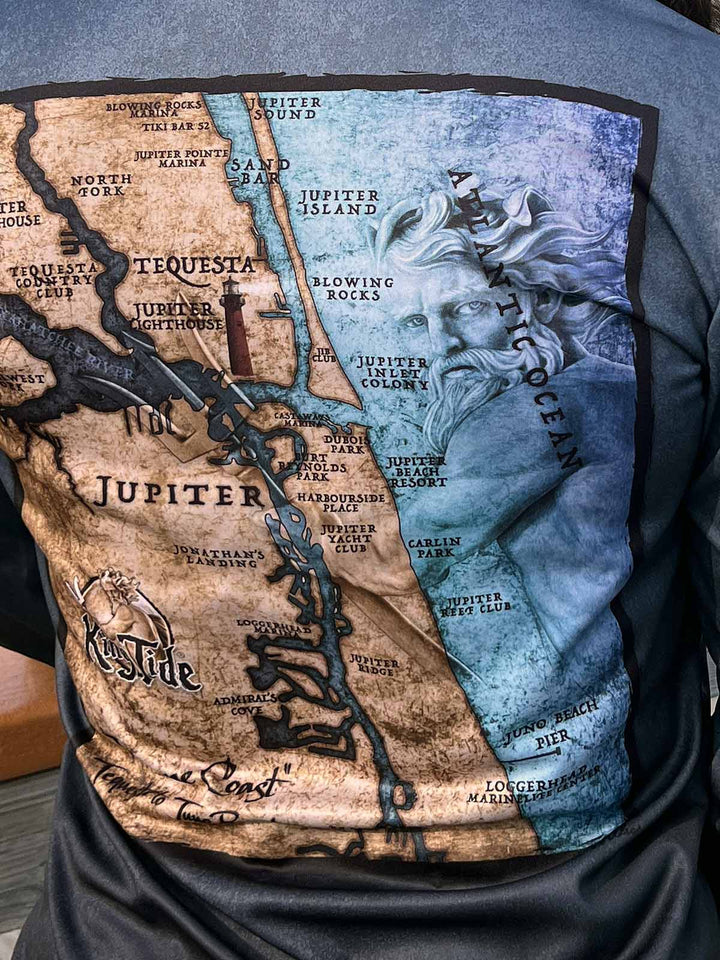 Jupiter, FL / King Tide Women's V Neck Serene Black Chart Shirt