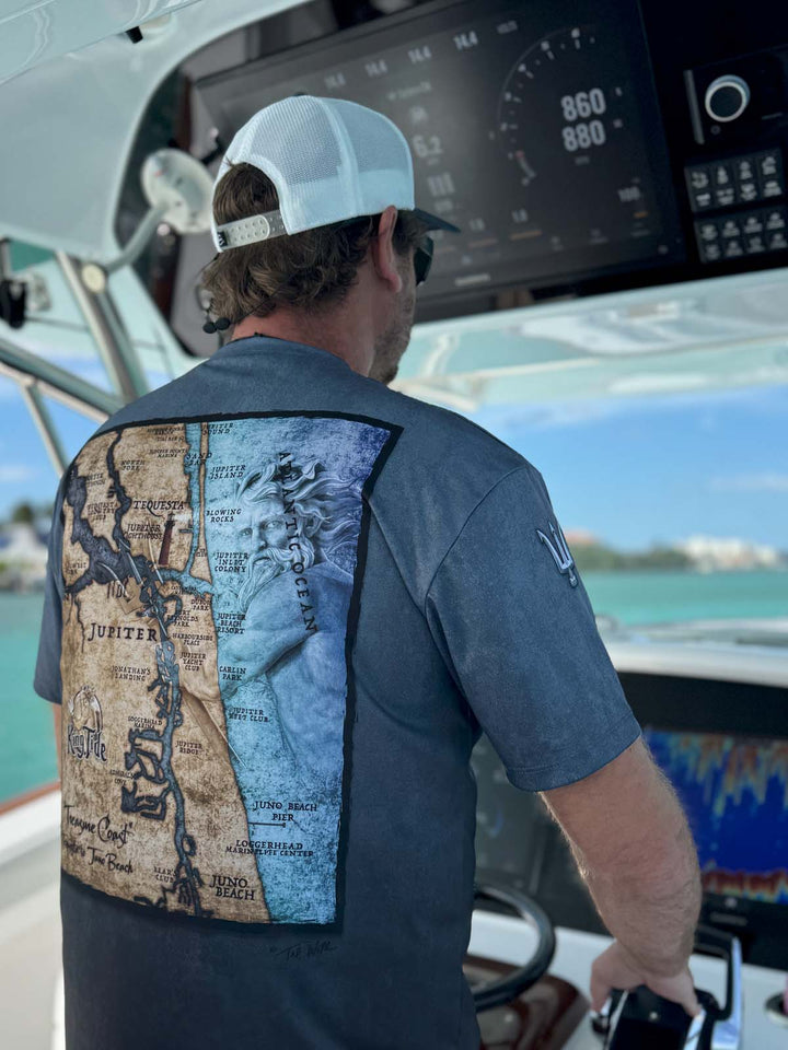 Jupiter, FL / King Tide Serene Black Short Sleeve Chart Shirt