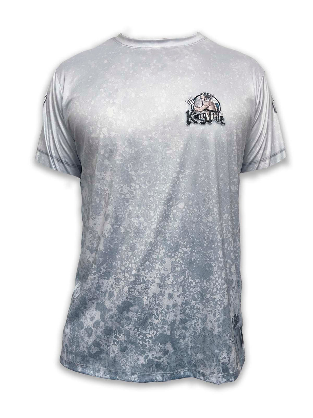 Custom Jupiter map on a short-sleeved  King Tide shirt with a textured slate fossil background