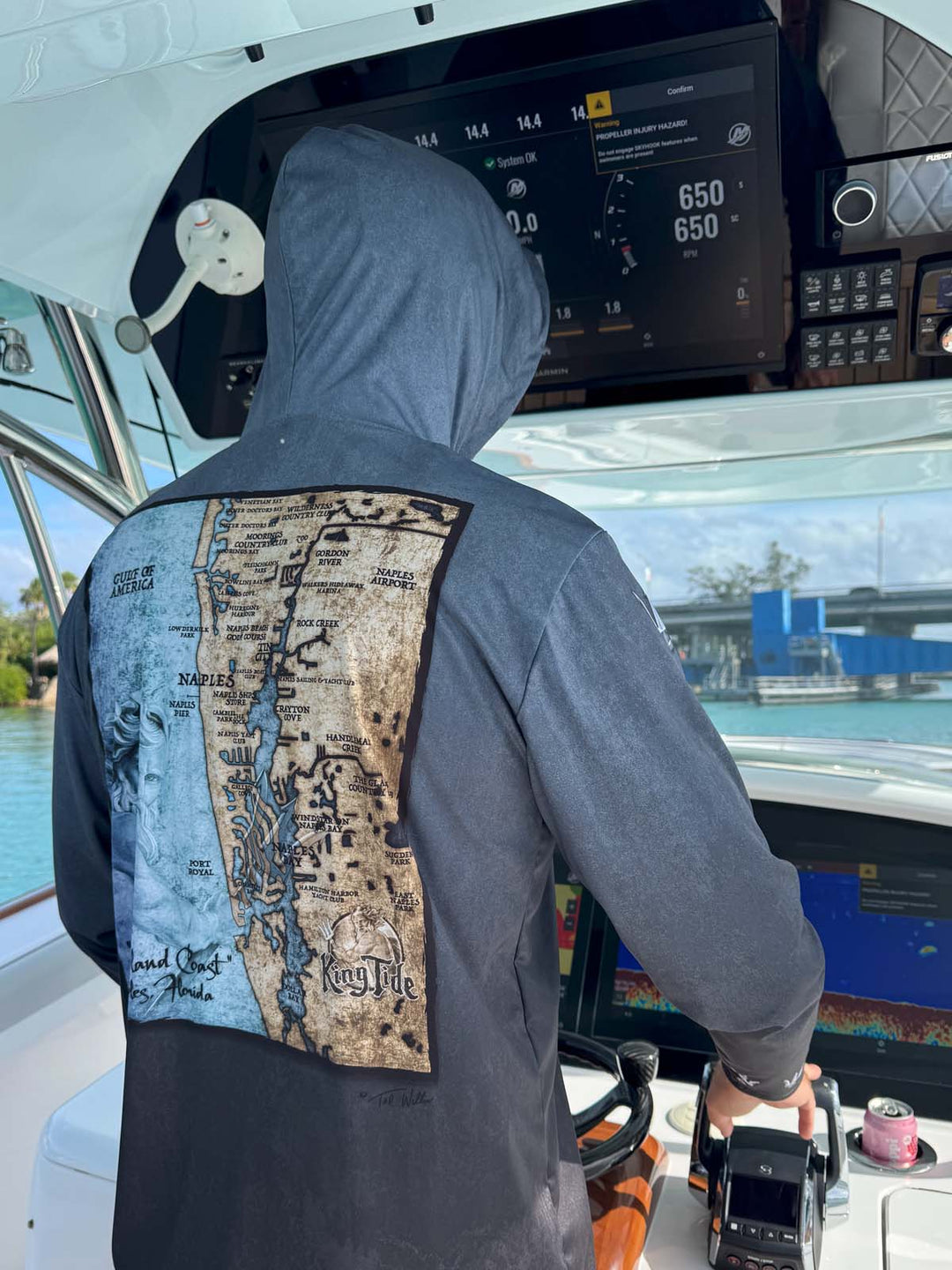 Naples, FL / King Tide Serene Black Chart Hoodie