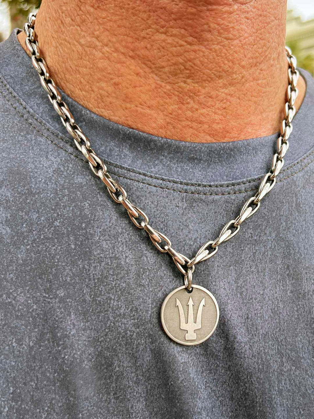 Titan Titanium Trident Pendant Necklace