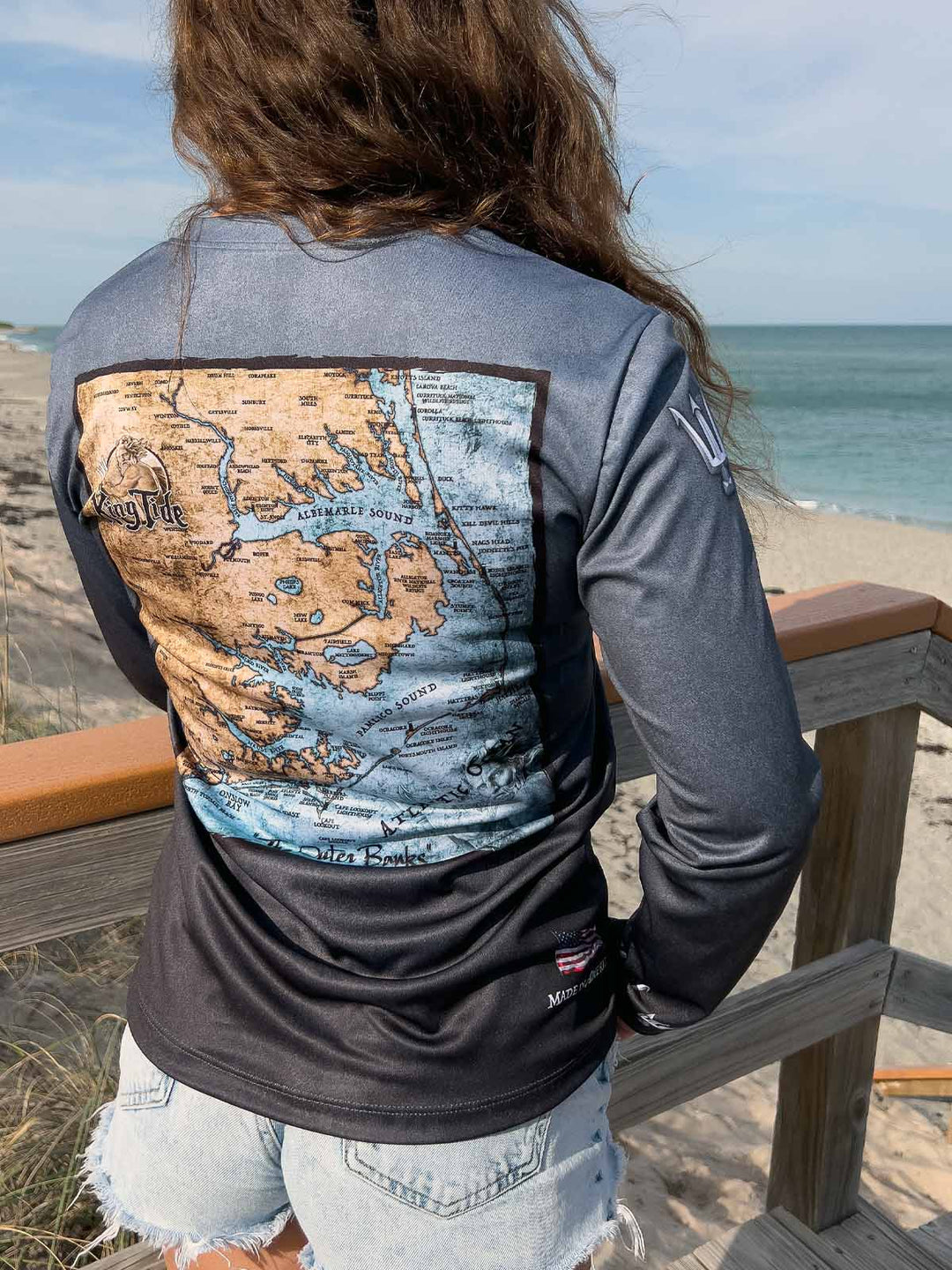 Hilton Head - Beaufort, SC / King Tide Women's V Neck Serene Black Chart Shirt