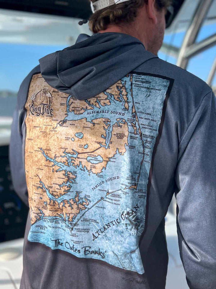 Outer Banks, NC / King Tide Serene Black Chart Hoodie
