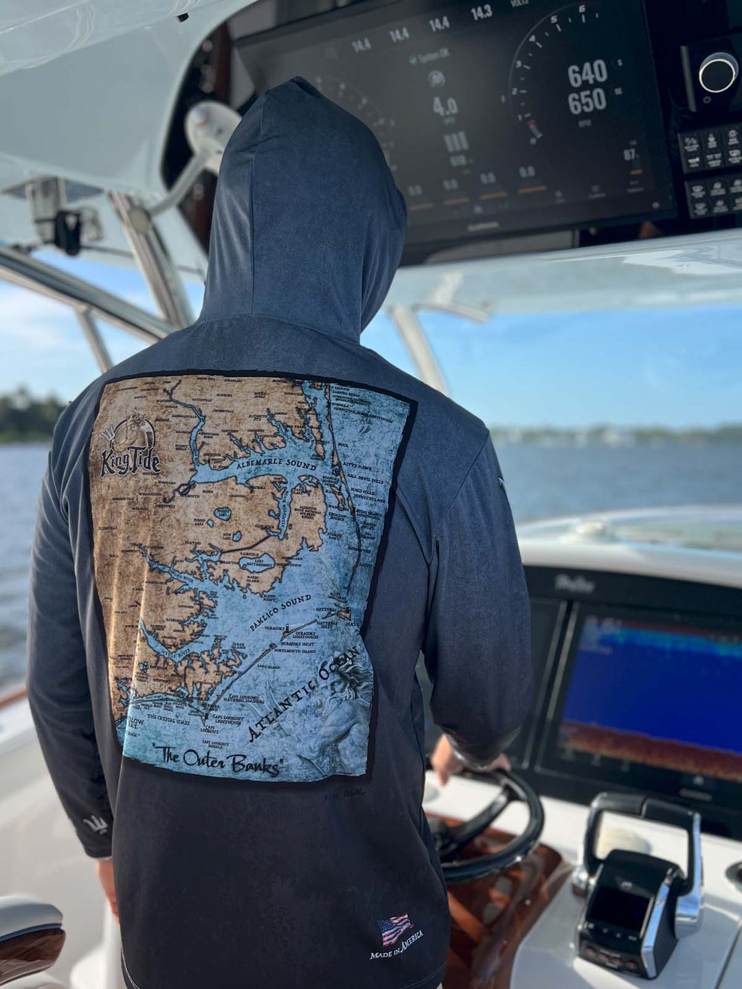 Outer Banks, NC / King Tide Serene Black Chart Hoodie