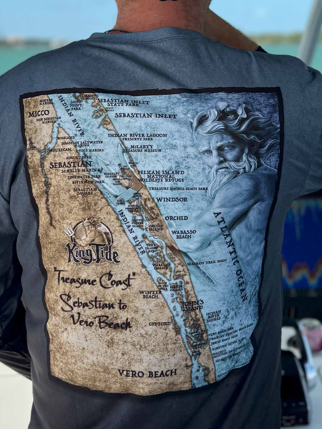 Vero Sebastian, FL / King Tide Serene Black Chart Shirt KingTideGear
