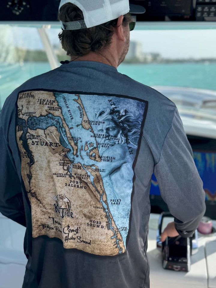 Stuart, FL / King Tide Serene Black Chart Shirt