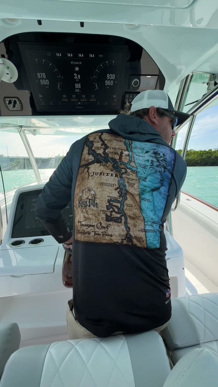 Jupiter, FL / King Tide Serene Black Chart Hoodie