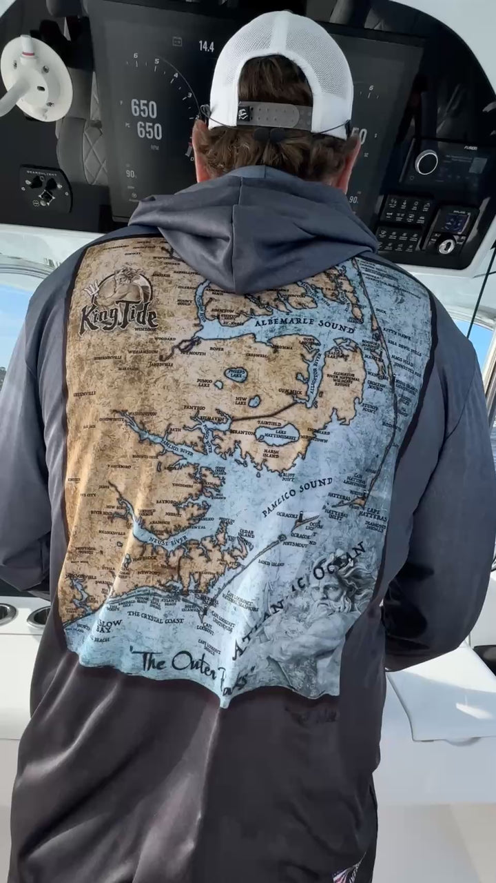 Outer Banks, NC / King Tide Serene Black Chart Hoodie