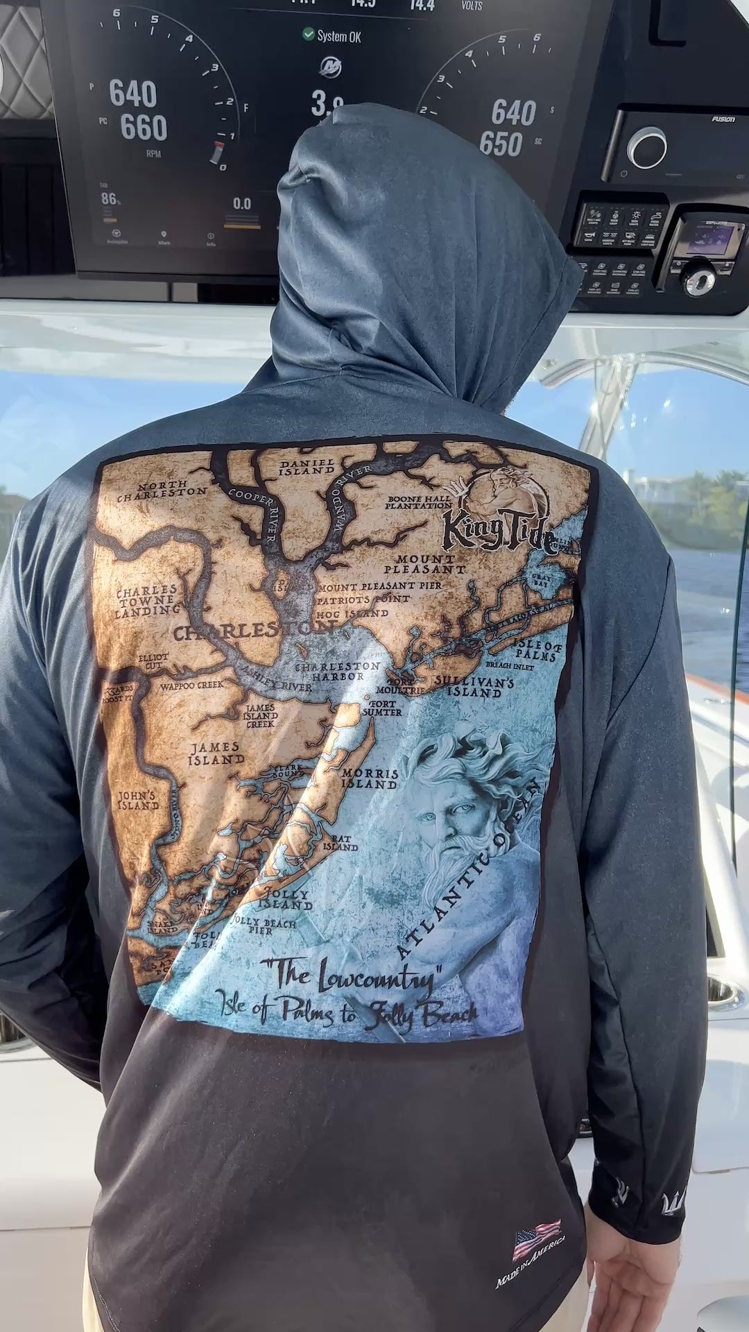 Charleston, SC / King Tide Serene Black Chart Hoodie