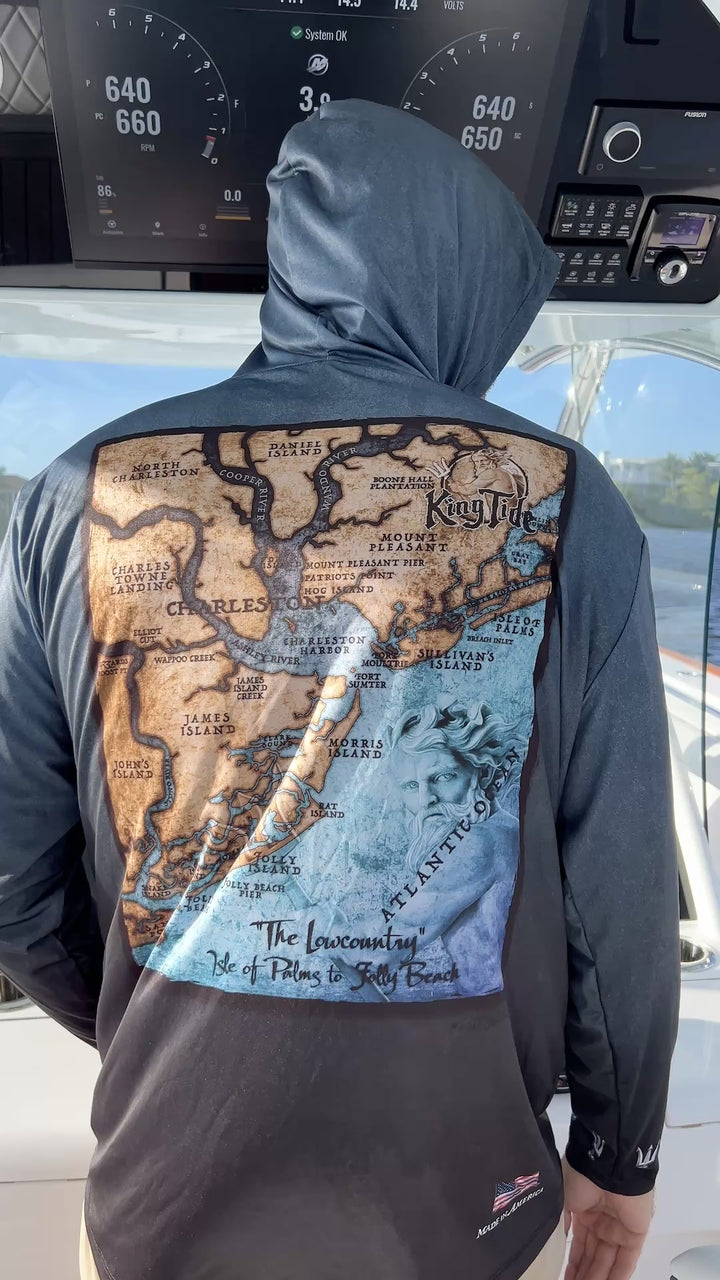 Charleston, SC / King Tide Serene Black Chart Hoodie